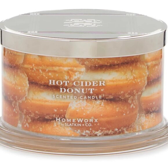 HOT CIDER DONUT HARRY SLATKIN HOMEWORX 4 WICK 18oz CANDLE apple sugar vanilla - Picture 2 of 3